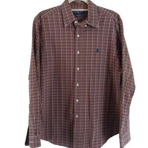 Polo‎ Ralph Lauren Classic Fit Men's L Plaid Check Long Sleeve Cotton Shirt VTG